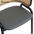 Modern Cafe Chair Metal Frame And Rattan Back